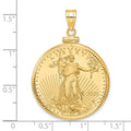 14ky 1/2oz Mounted American Eagle Coin Screw Top Diamond-cut Bezel Pendant