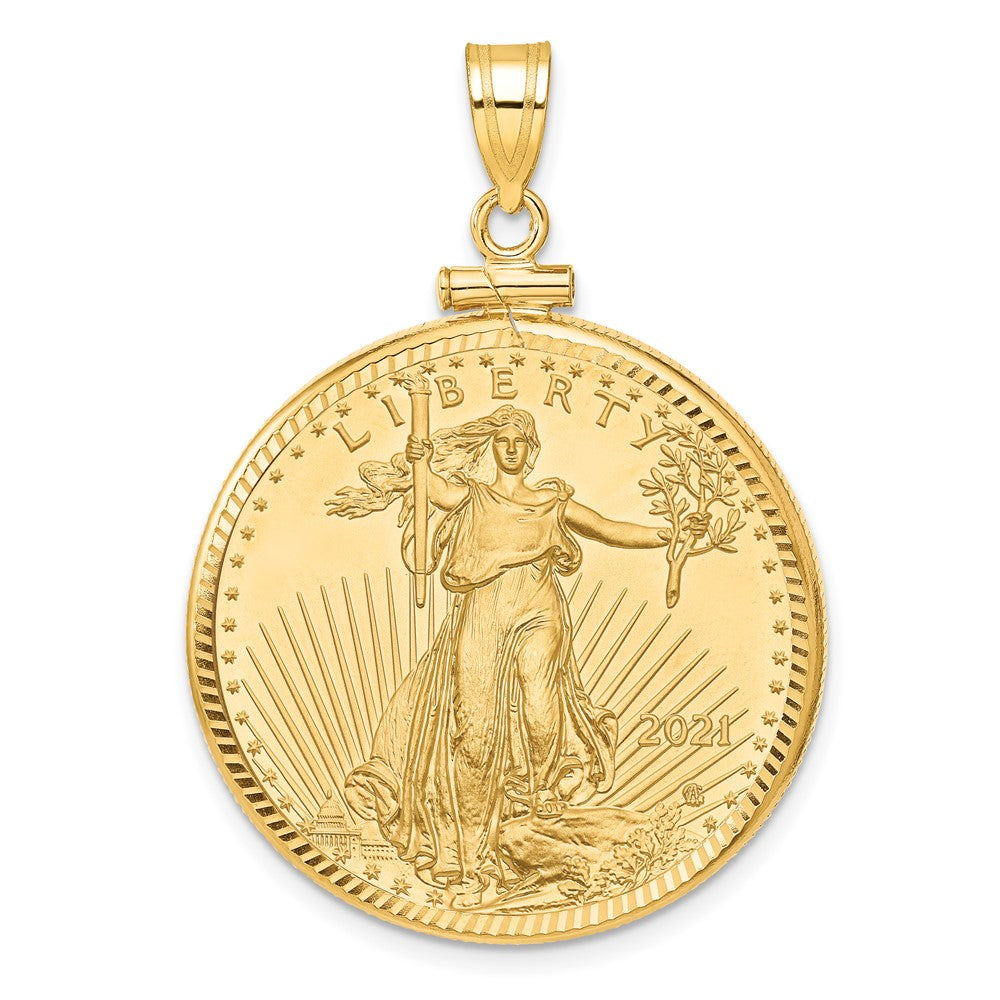 10k D/C Mounted 1/2oz American Eagle Screw Top Coin Bezel Pendant