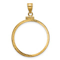 14k Diamond-cut 27.0mm x 2.35mm Screw Top Coin Bezel Pendant