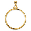 14k Diamond-cut 32.0mm x 2.85mm Screw Top Coin Bezel Pendant