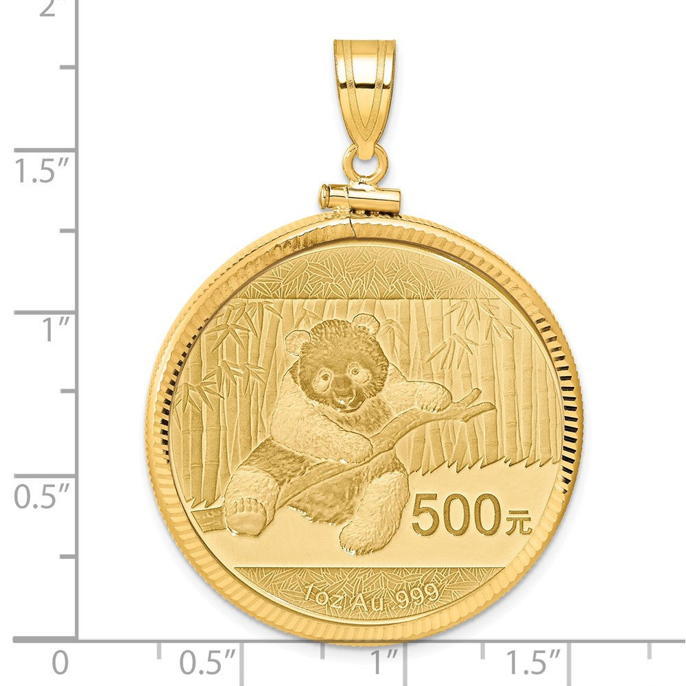14k 1 oz Mounted Panda Coin Diamond-cut Screw Top Coin Bezel