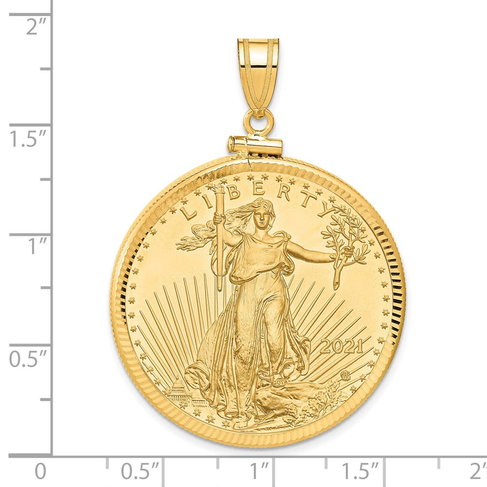 10k D/C Mounted 1oz American Eagle Screw Top Coin Bezel Pendant
