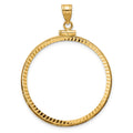 14k Diamond-cut 32.7mm x 3.00mm Screw Top Coin Bezel Pendant