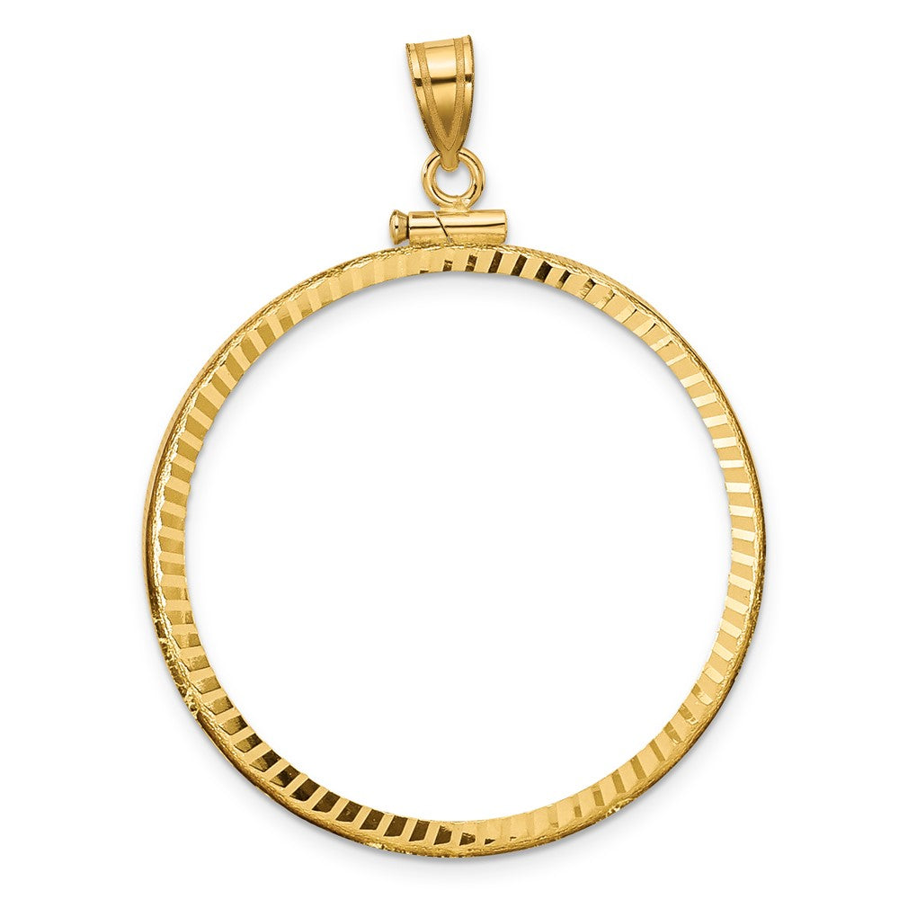10k Diamond-cut 34.2mm x 2.85mm Screw Top Coin Bezel Pendant