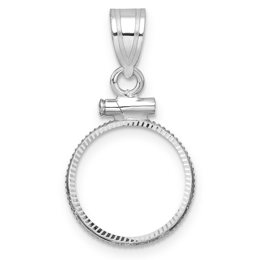 14kw Diamond-cut 13.0mm x 1.1mm Screw Top Coin Bezel Pendant