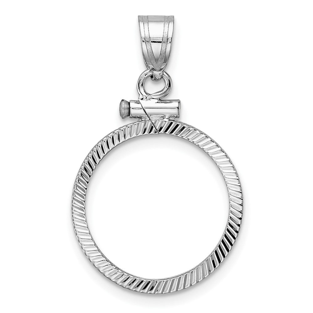 14kw Diamond-cut 16.5mm x 1.35mm Screw Top Coin Bezel Pendant