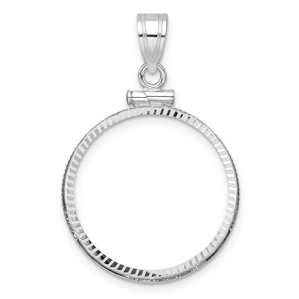 14kw Diamond-cut 21.6mm x 1.7mm Screw Top Coin Bezel Pendant