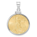 14kw 1/4oz Mounted American Eagle Coin Screw Top Diamond-cut Bezel Pendant