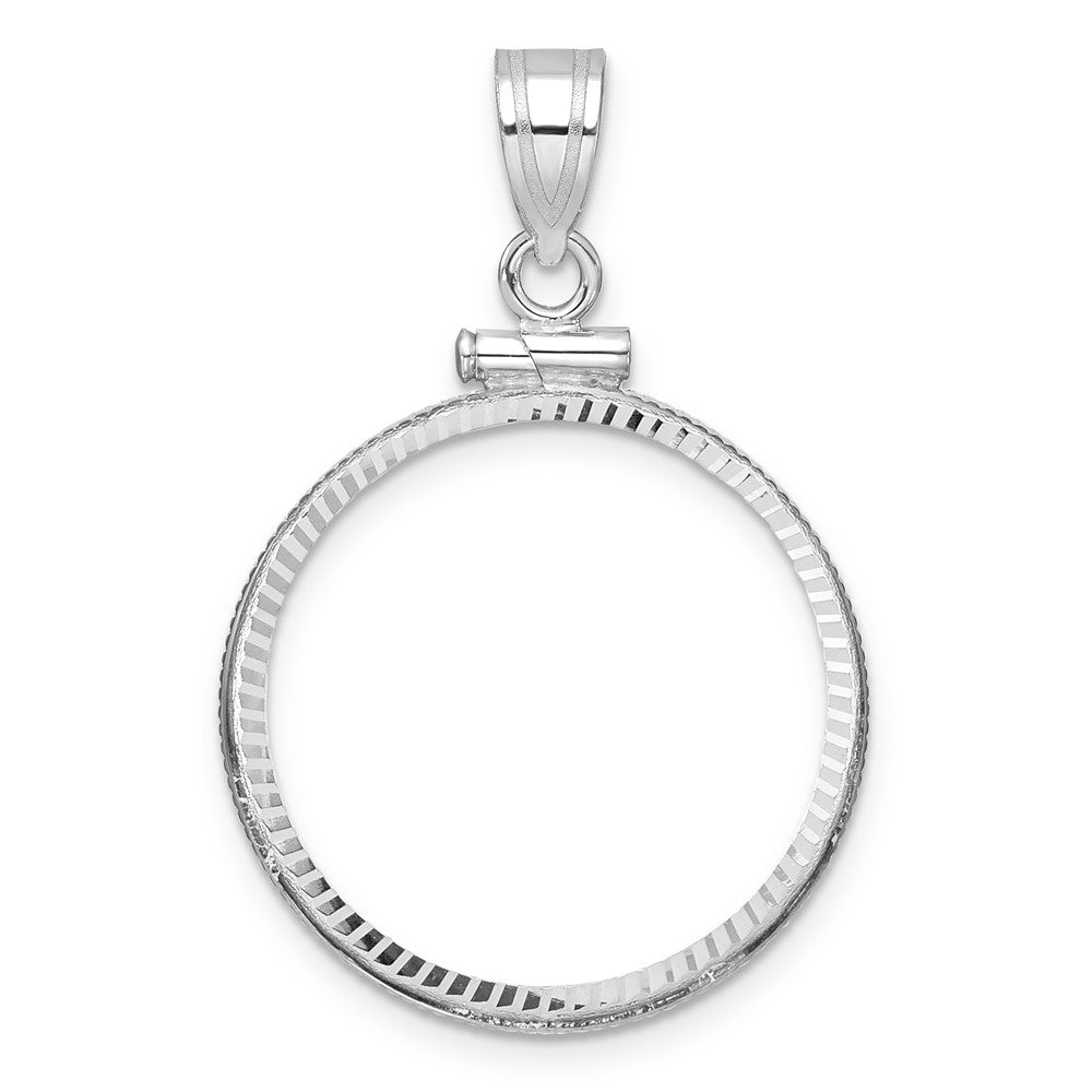 14kw Diamond-cut 22.0mm x 1.9mm Screw Top Coin Bezel Pendant