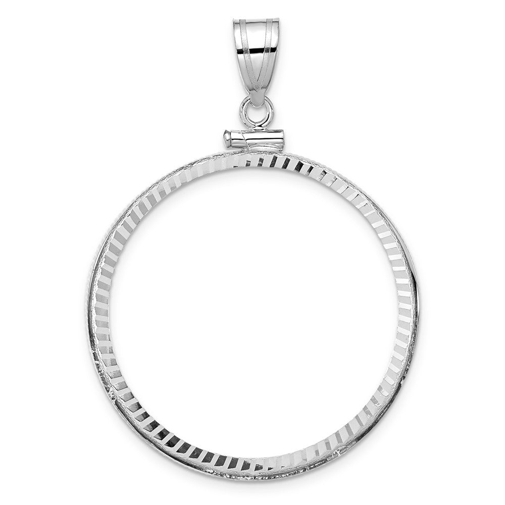 14kw Diamond-cut 32.7mm x 3.00mm Screw Top Coin Bezel Pendant