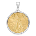 14kw 1oz Mounted American Eagle Coin Screw Top Diamond-cut Bezel Pendant