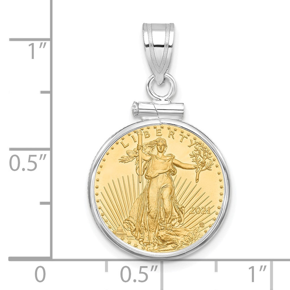 14kw Polished Mounted 1/10oz AM Eagle Screw Top Coin Bezel Pendant