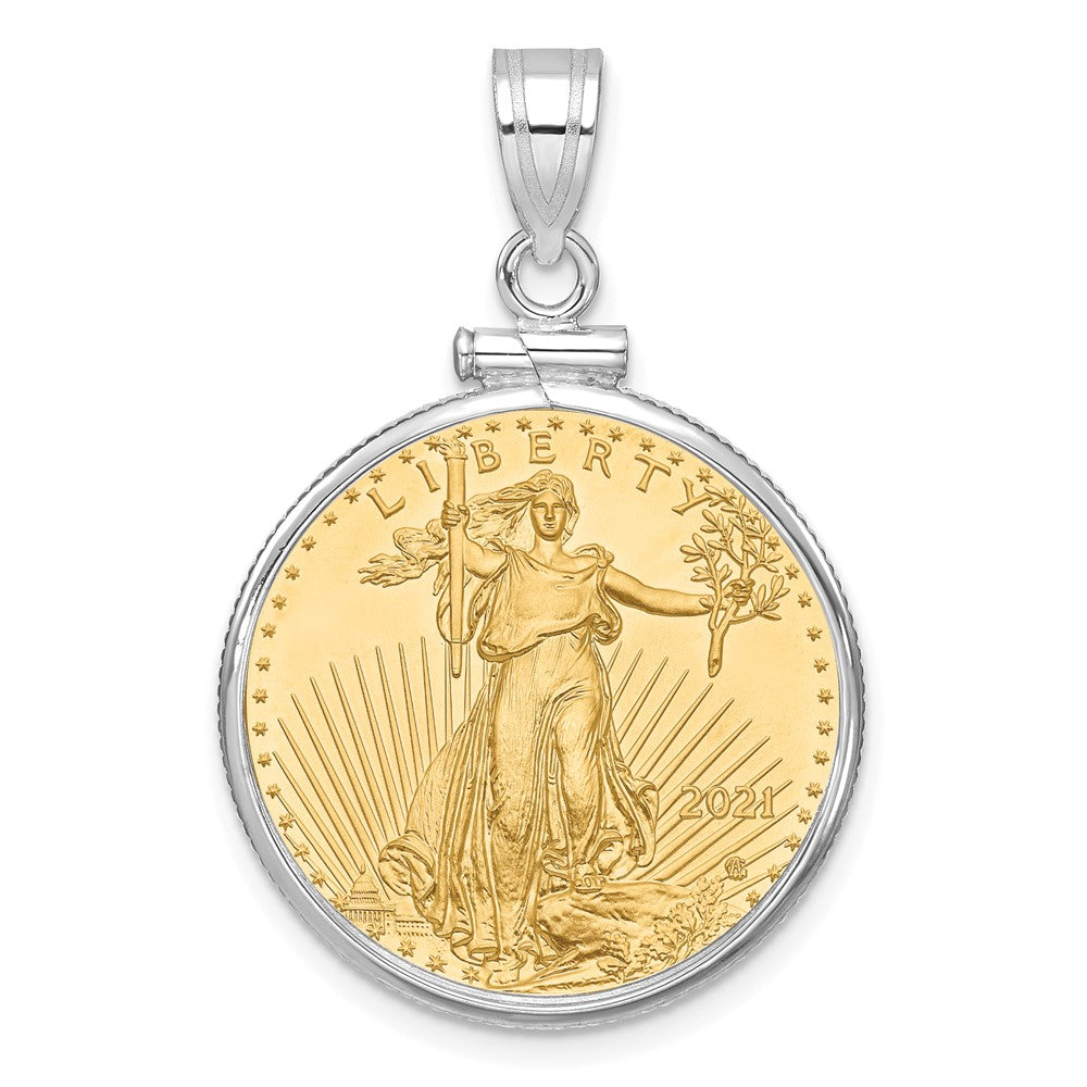 14kw Polished Mounted 1/4oz AM Eagle Screw Top Coin Bezel Pendant