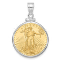 14kw Polished Mounted 1/4oz AM Eagle Screw Top Coin Bezel Pendant