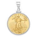 14kw Polished Mounted 1/2oz AM Eagle Screw Top Coin Bezel Pendant