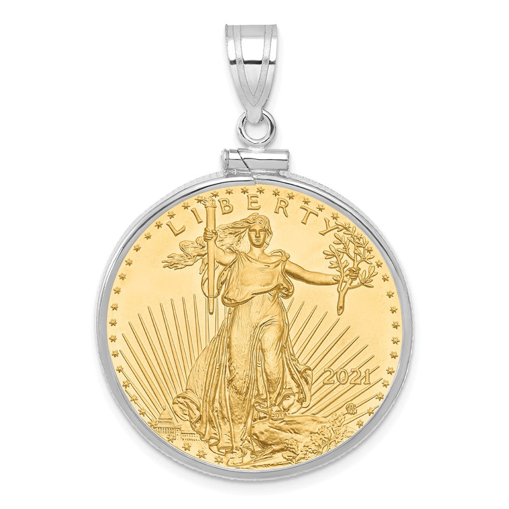 14kw Polished Mounted 1/2oz AM Eagle Screw Top Coin Bezel Pendant