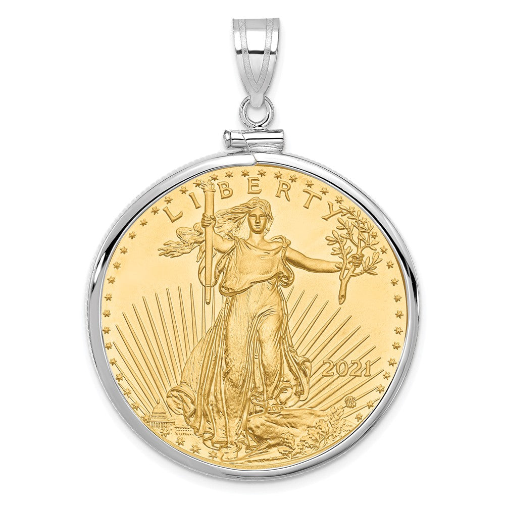 14kw Polished Mounted 1oz AM Eagle Screw Top Coin Bezel Pendant