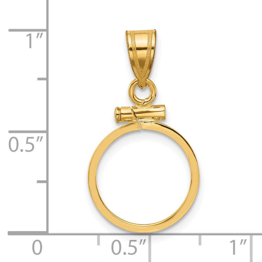 14k Polished 13.0mm x 1.1mm Screw Top Coin Bezel Pendant