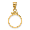 10k Polished 13mm x 1.1mm Screw Top Coin Bezel Pendant