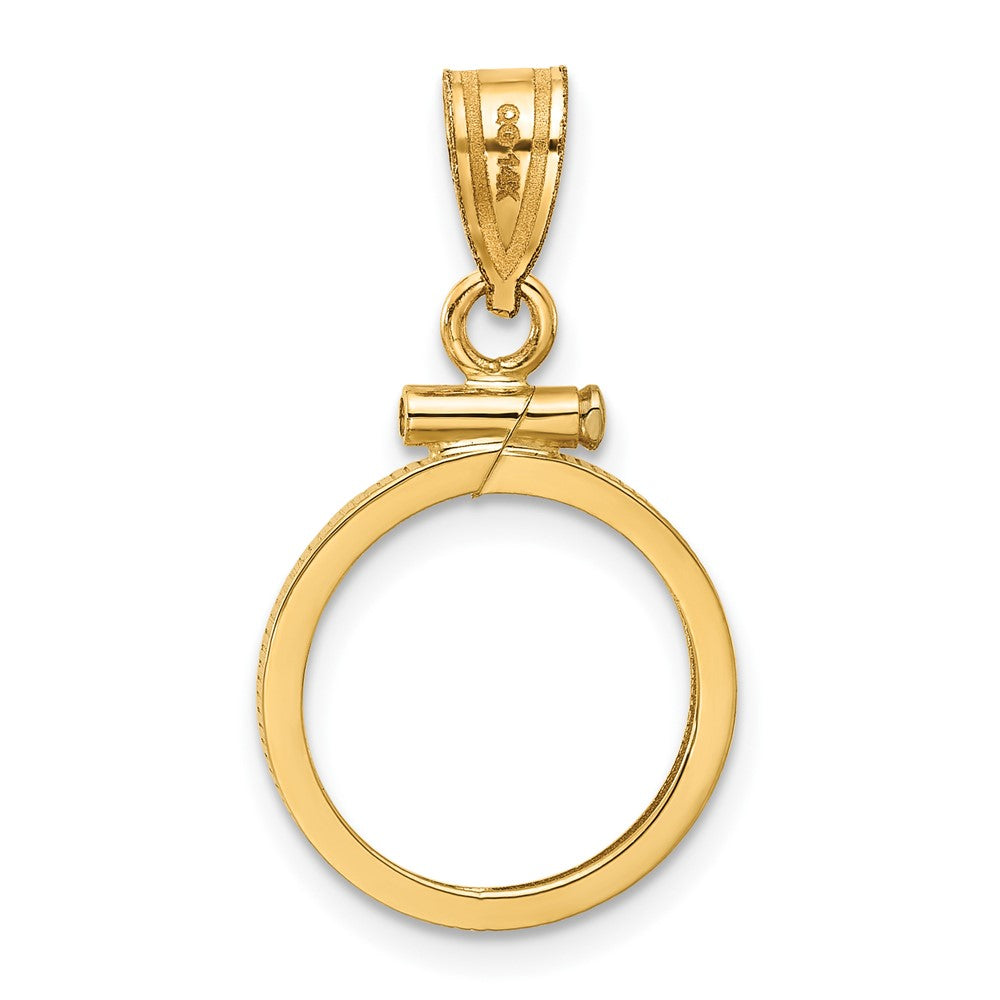 14k Polished 14.0mm x 1.1mm Screw Top Coin Bezel Pendant