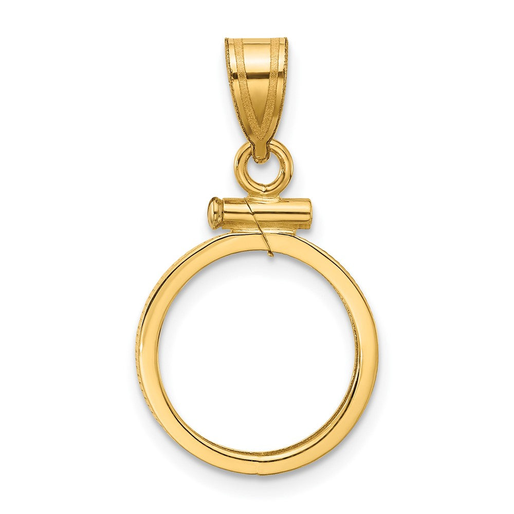 14k Polished 14.0mm x 1.1mm Screw Top Coin Bezel Pendant