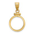 14k Polished 14.0mm x 1.1mm Screw Top Coin Bezel Pendant