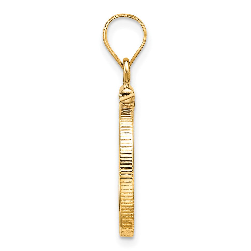 10k Polished 16.5mm x 1.35mm Screw Top Coin Bezel Pendant