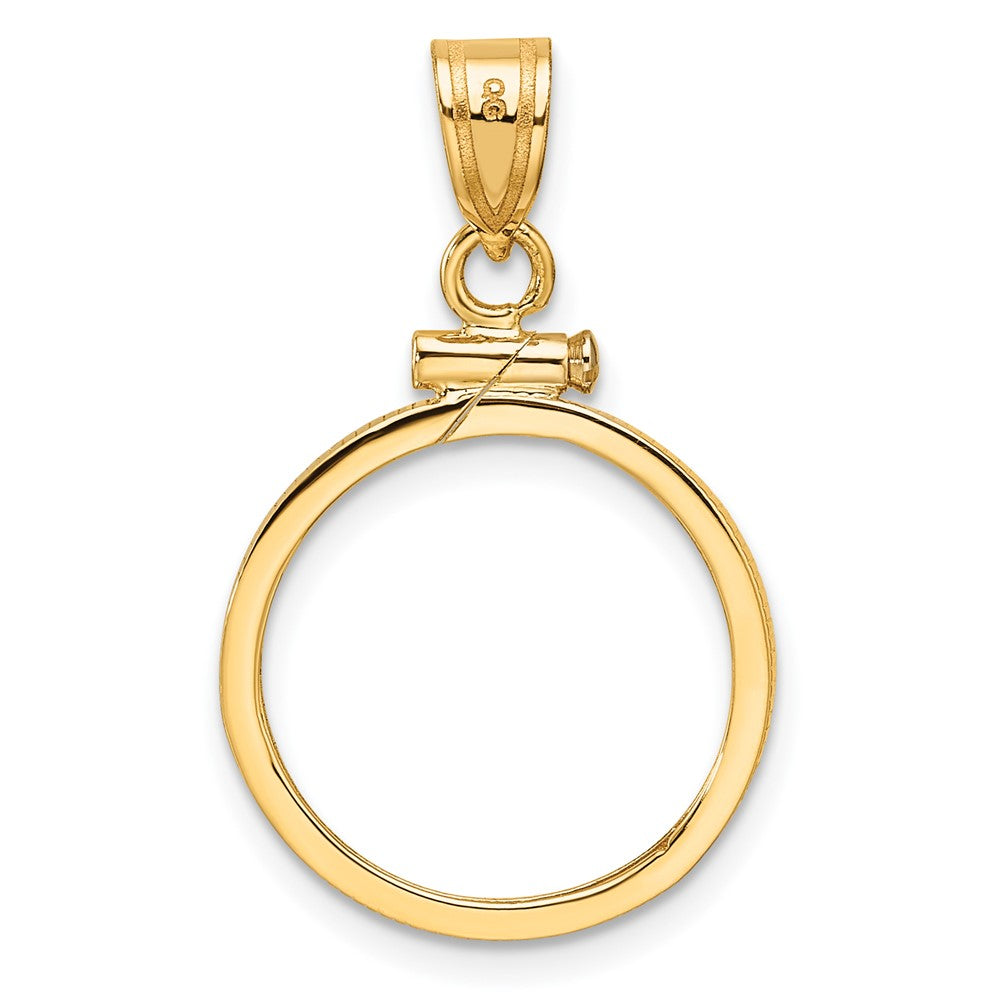 10k Polished 16.5mm x 1.35mm Screw Top Coin Bezel Pendant