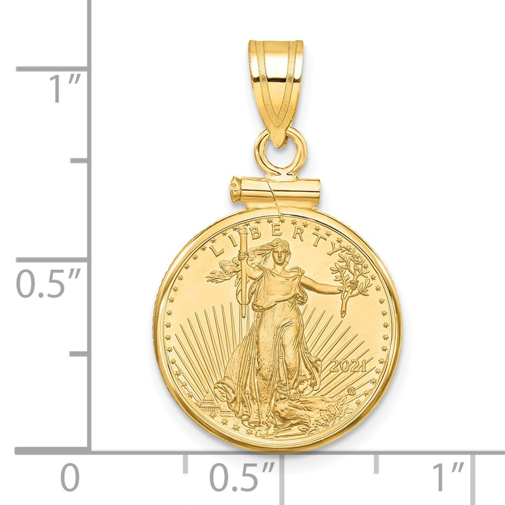 10k Polished Mounted 1/10oz AM Eagle Coin Screw Top Bezel Pendant
