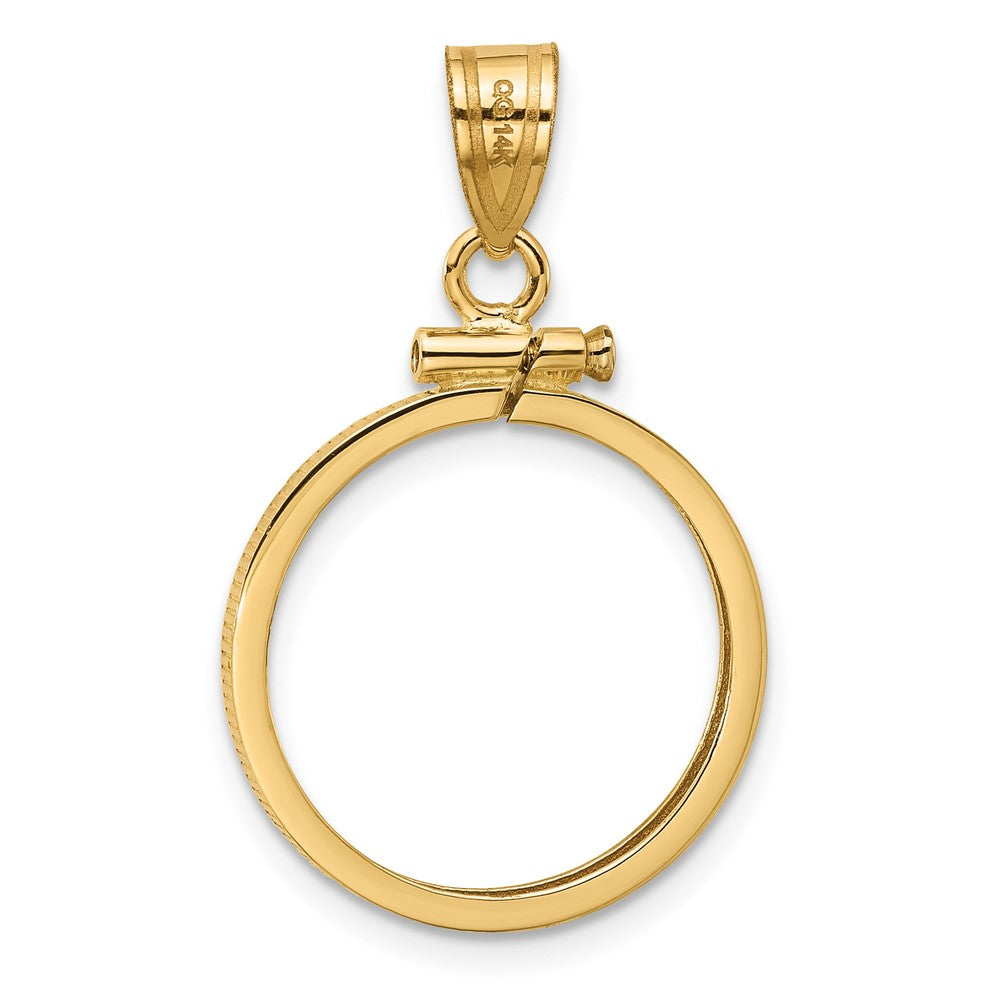 14k Polished 17.8mm x 1.35mm Screw Top Coin Bezel Pendant