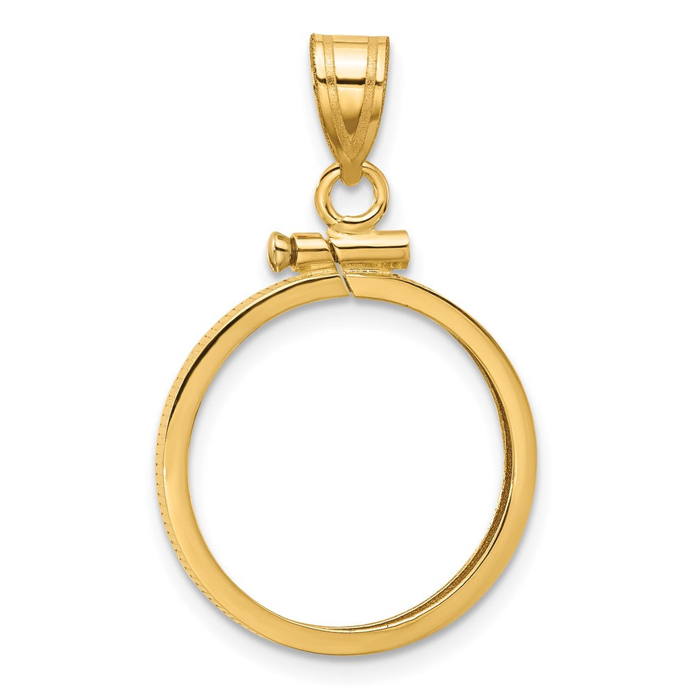 10k Polished 17.8mm x 1.35mm Screw Top Coin Bezel Pendant