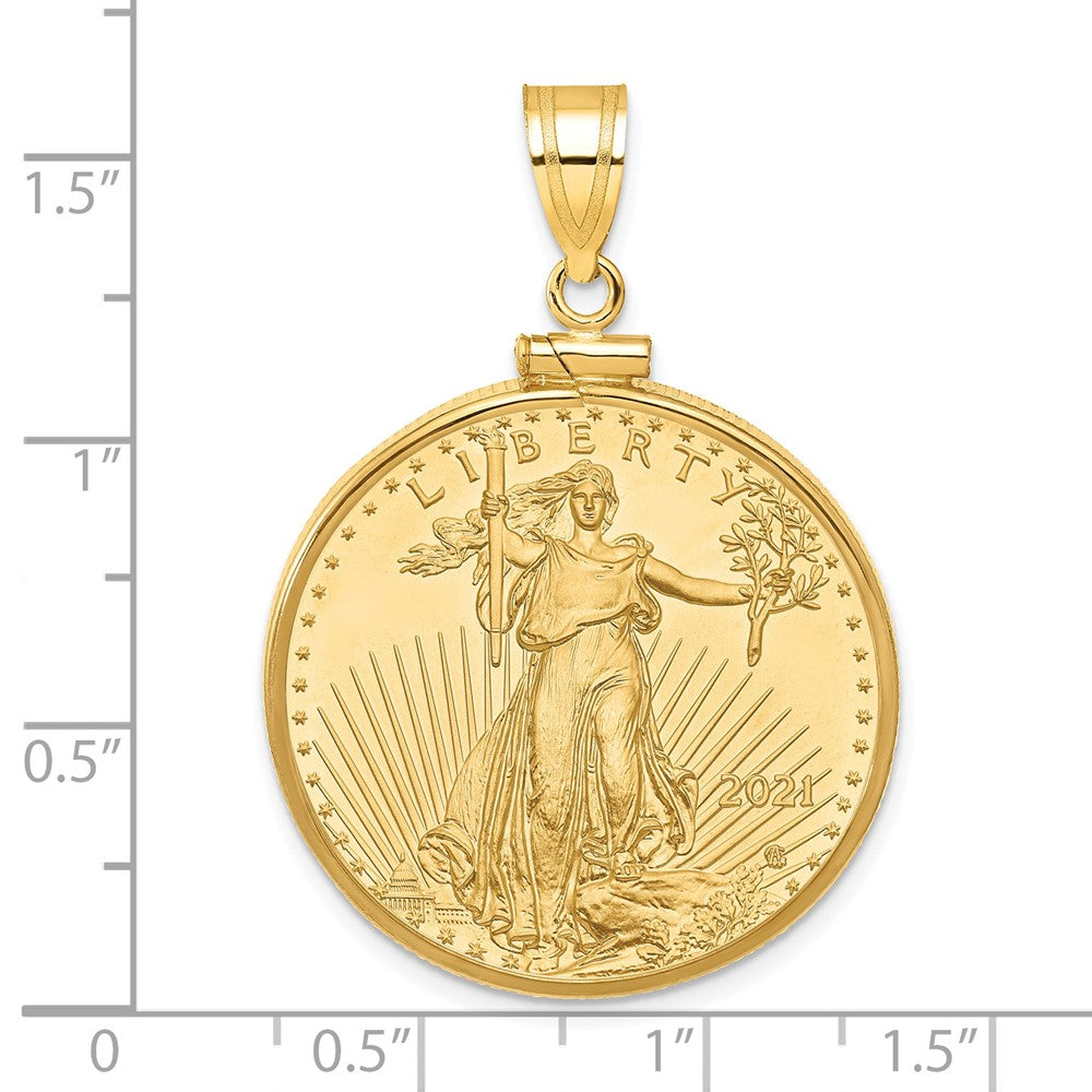 14k Polished Mounted 1/2oz AM Eagle Coin Screw Top Bezel Pendant