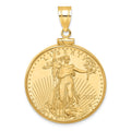 14k Polished Mounted 1/2oz AM Eagle Coin Screw Top Bezel Pendant