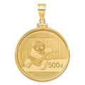 14k Polished Mounted 1oz Panda Coin Screw Top Coin Bezel Pendant