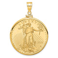 10k Polished Mounted 1oz AM Eagle Screw Top Coin Bezel Pendant