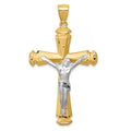 14k Satin Two-tone Crucifix Pendant