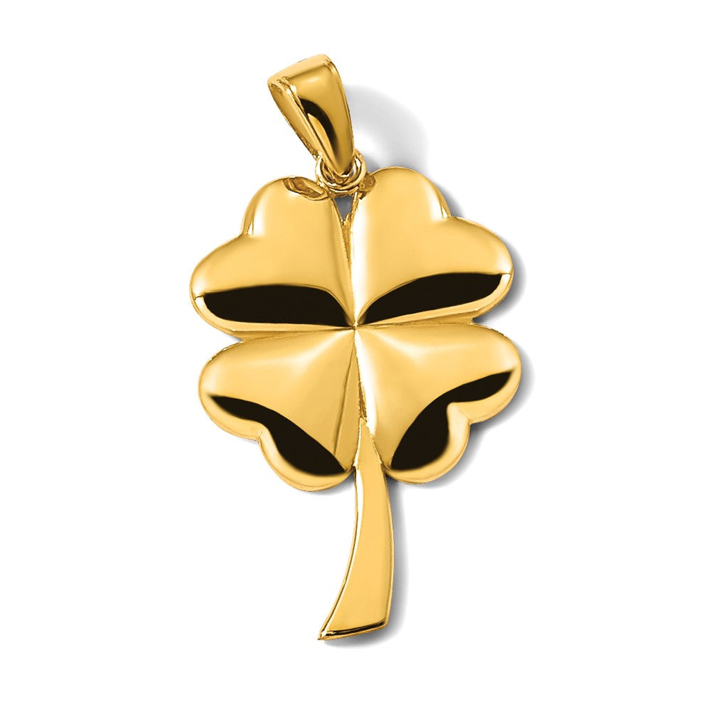 14k Solid Polished 4-Leaf Clover Pendant