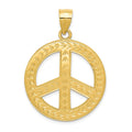 14k Solid Polished Peace Sign Pendant