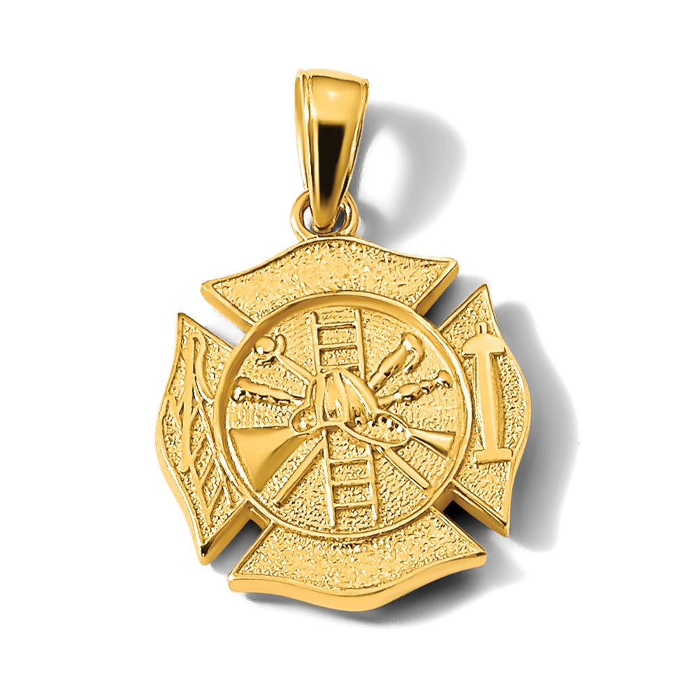 14k Reversible Fire Department Shield Pendant