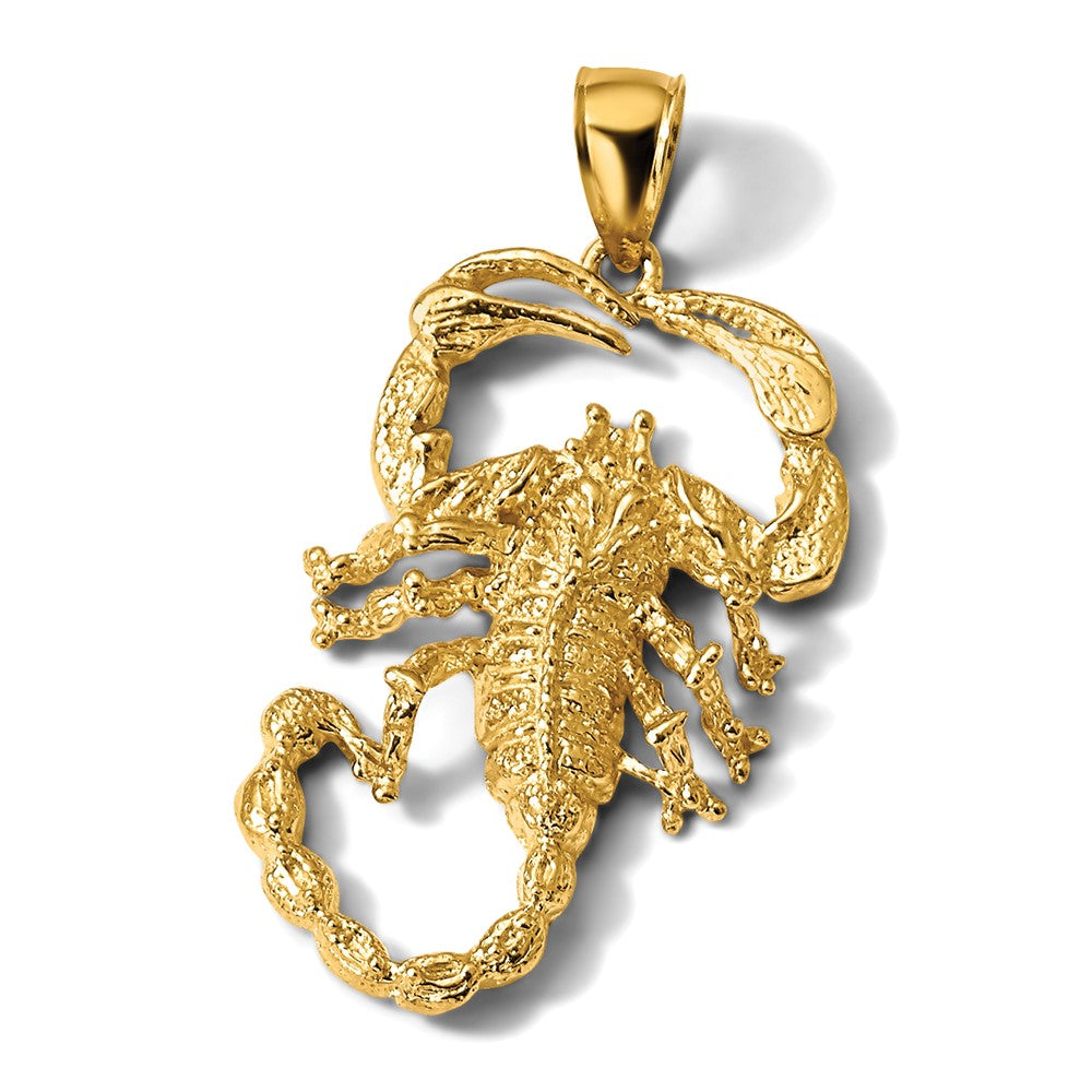 14k Solid Polished Open-Backed Scorpion Pendant