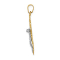 14k Two-tone Fleur De Lis Crucifix Pendant