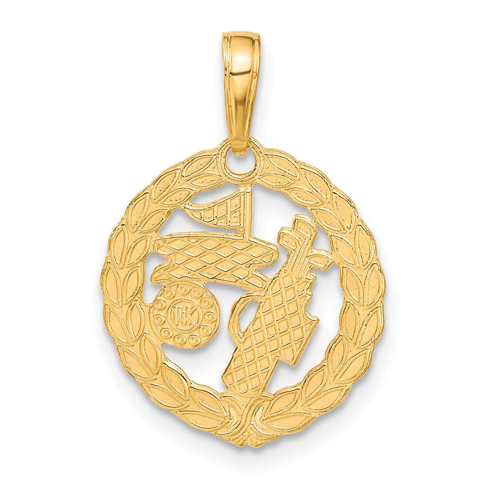 14k Solid Polished Golf Theme Pendant