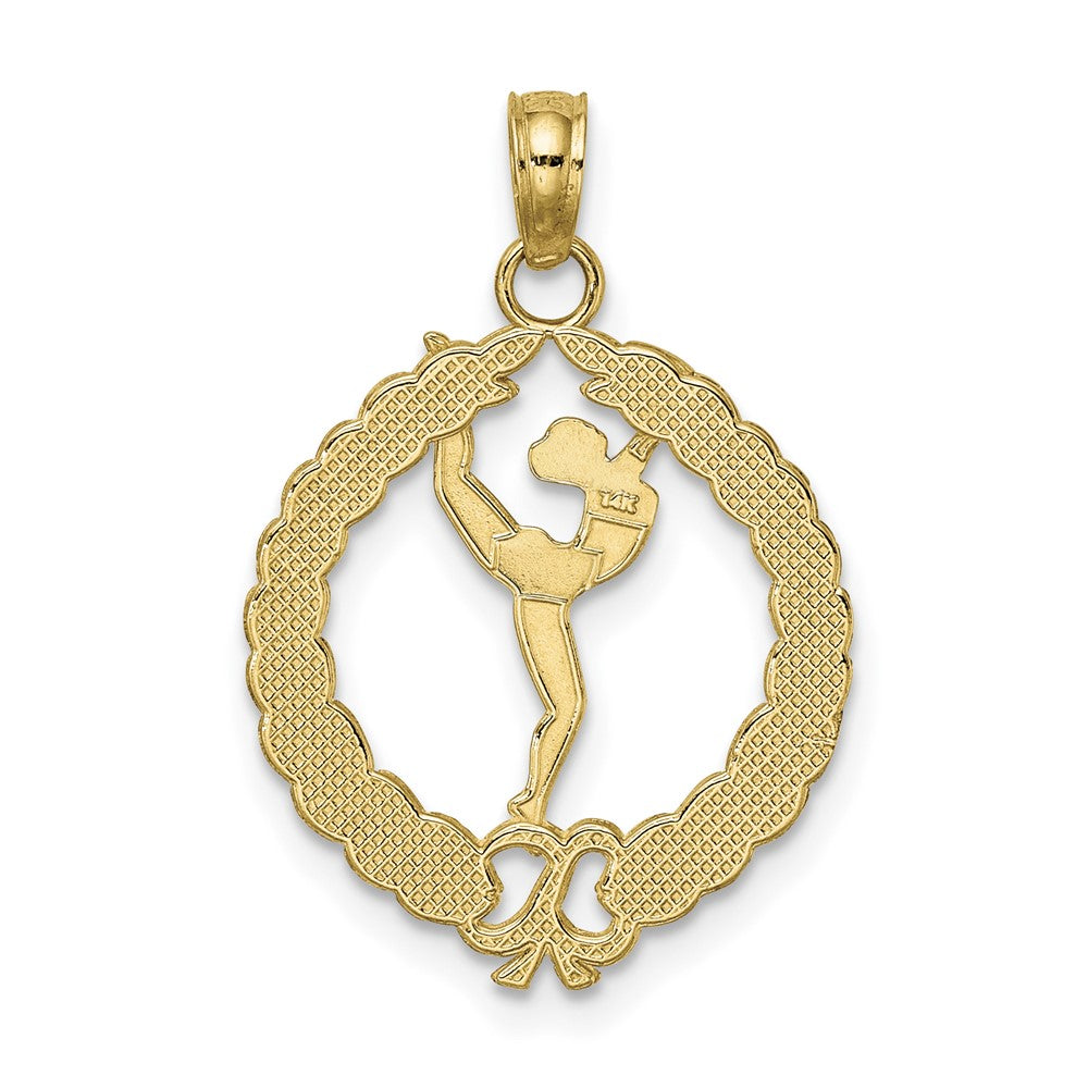 14k Solid Polished Framed Gymnast Charm