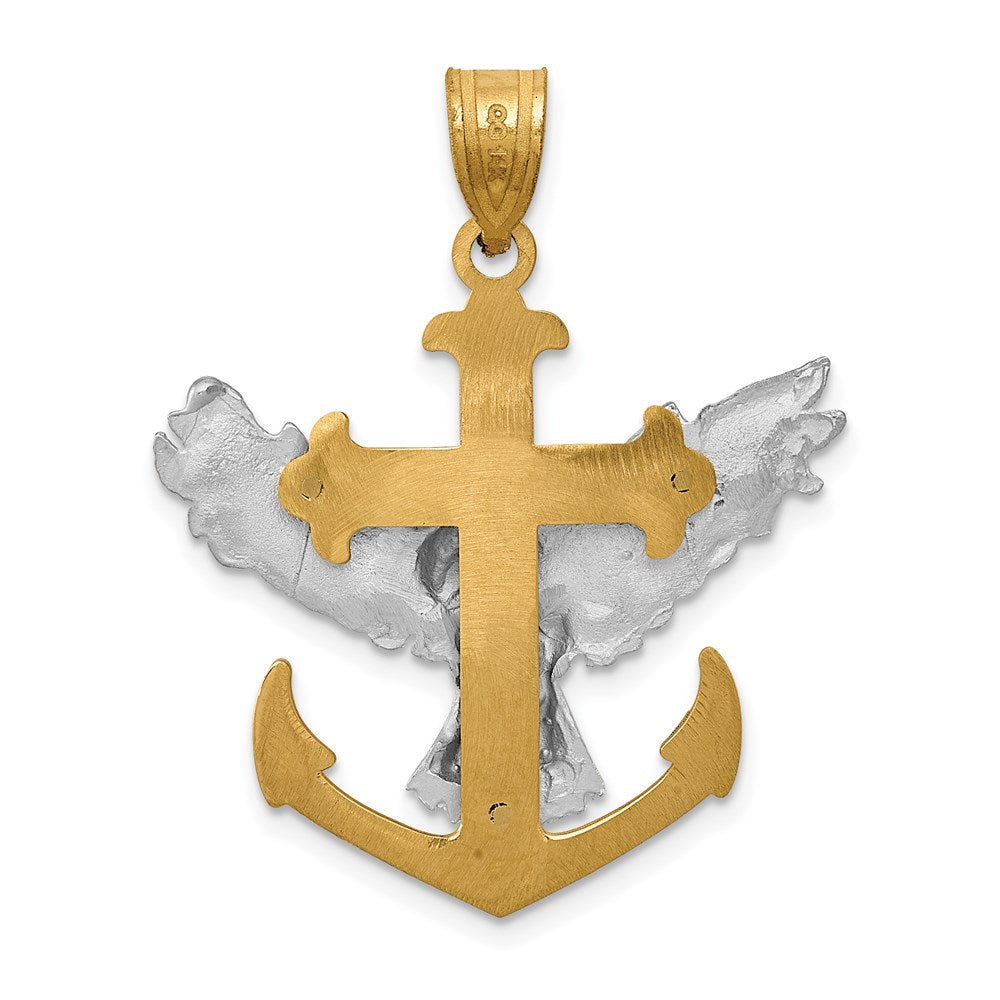 14k Two-tone Mariners Cross w/Eagle Pendant