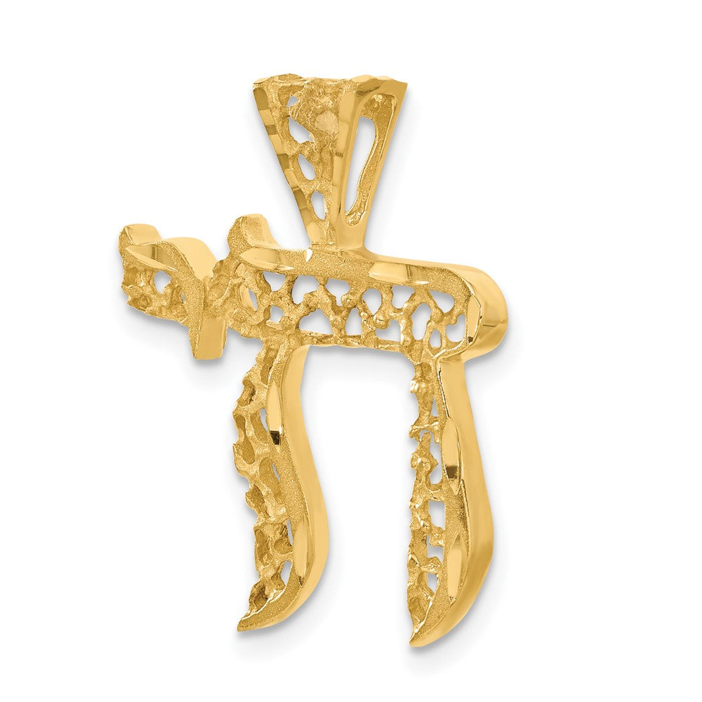 14k Filigree Chai Pendant