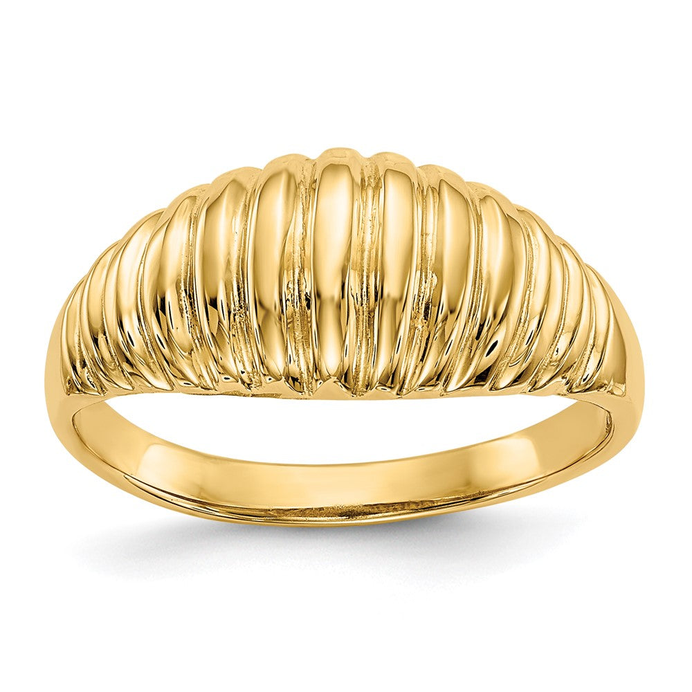 10k High Polished Ribbed Dome Ring