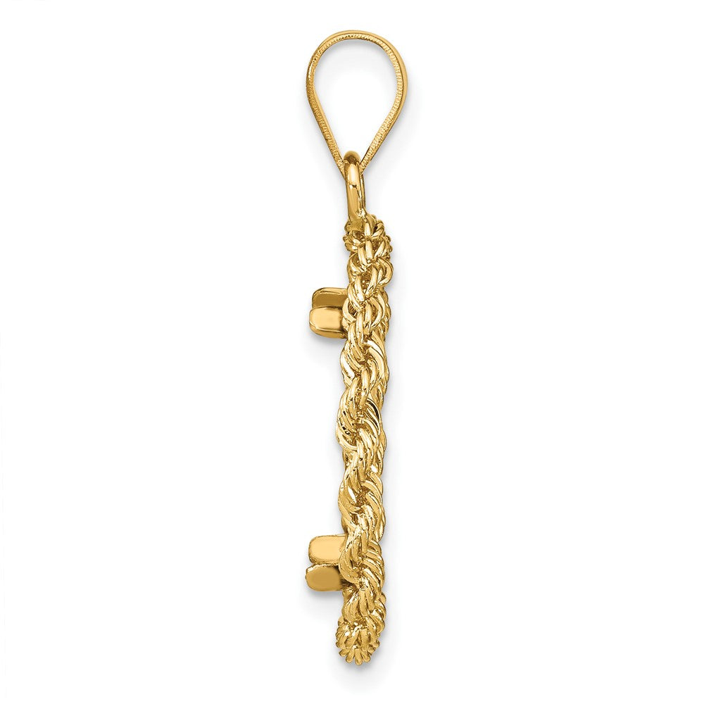 14k Diamond-cut with Rope 16.5mm Prong Coin Bezel Pendant