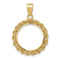 14k Diamond-cut with Rope 16.5mm Prong Coin Bezel Pendant