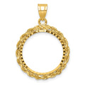 14k Diamond-cut with Rope 18.0mm Prong Coin Bezel Pendant