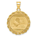 14ky Rope 1/10oz Mounted Panda Coin Prong D/C Bezel Pendant